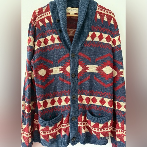 Ralph Lauren Denim & Supply Aztec Southwestern Cardigan Sweater Shawl Collar LG - Picture 4 of 6
